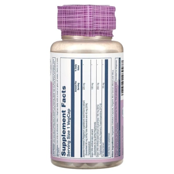 Ресвератрол з японського гірчака 225 мг Solaray (Resveratrol Japanese Knotweed) 60 капсул