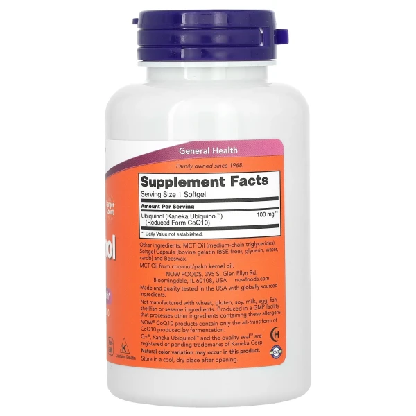 NOW Foods, убіхінол, 100 мг, 120 капсул