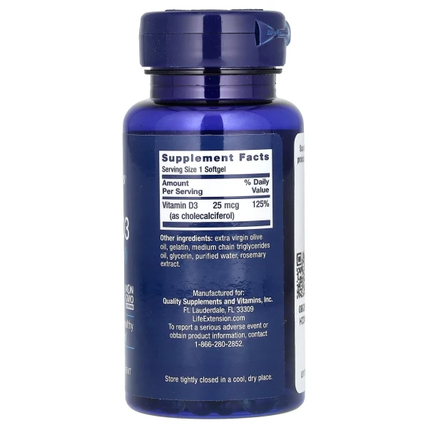 Вітамін Д3 Life Extension (Vitamin D3) 1000 МО 250 капсул