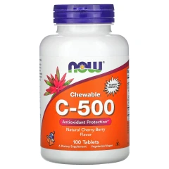 Вітамін С Now Foods (Chewable C-500) 100 жувальних таблеток зі смаком ягід