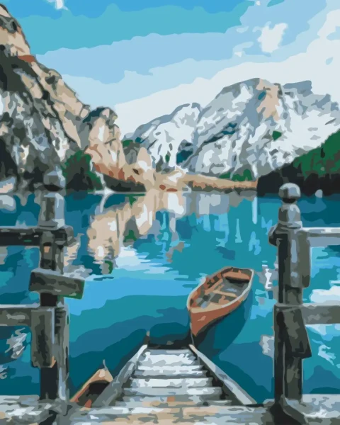 Картина за номерами Човен біля озера Браєс  Brushme 48x60