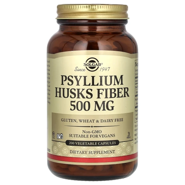 Псиллиум шелуха семян подорожника Solgar (Psyllium Husks Fiber) 500 мг 200 капсул