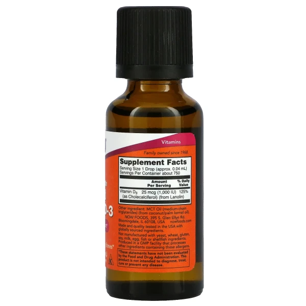 Рідкий вітамін Д 3 сильної дії Now Foods (Vitamin Liquid D3) 1000 MО 30 мл