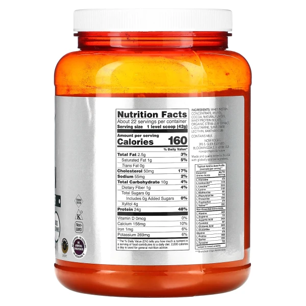 Сывороточный протеин Now Foods (Whey Protein) 907 г со вкусом шоколада