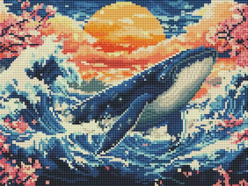 Алмазна мозаїка Синій кит 30x40 Brushme