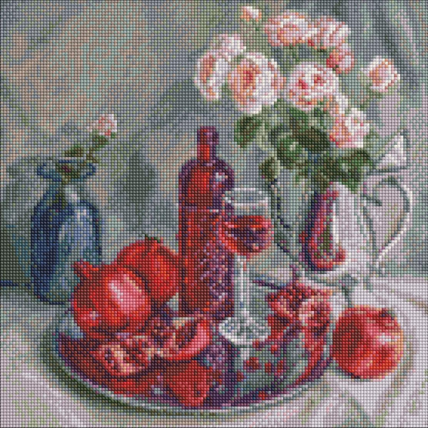 Алмазная мозаика/вышивка Гранатовый натюрморт 40x40 Ideyka