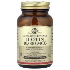 Біотин надзвичайно висока ефективність Solgar (Biotin) 10 000 мкг 120 рослинних капсул