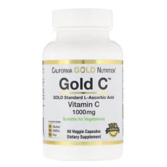 Вітамін C 1000 мг California Gold Nutrition (Gold C) 60 рослинних капсул