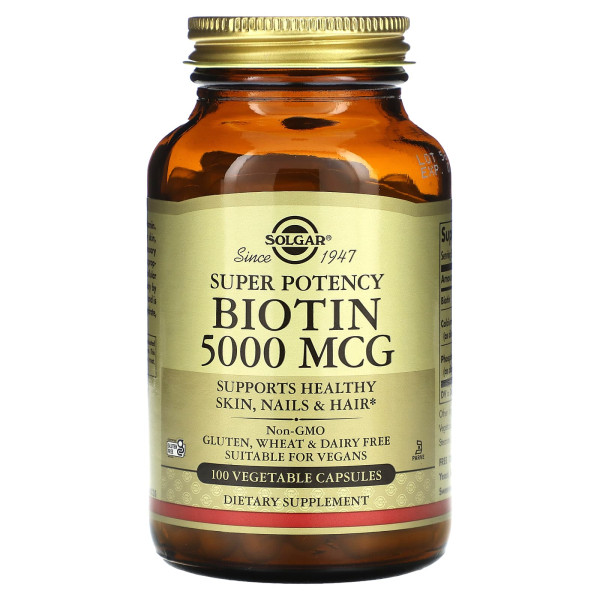 Біотин Solgar (Biotin) 5000 мкг 100 вегетаріанських капсул
