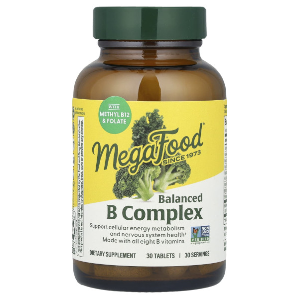 Збалансований комплекс вітамінів групи B MegaFood (Balanced B Complex) 30 таблеток