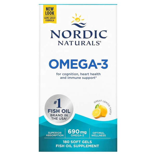 Омега-3 Nordic Naturals (Omega-3) 345 мг 180 капсул зі смаком лимона