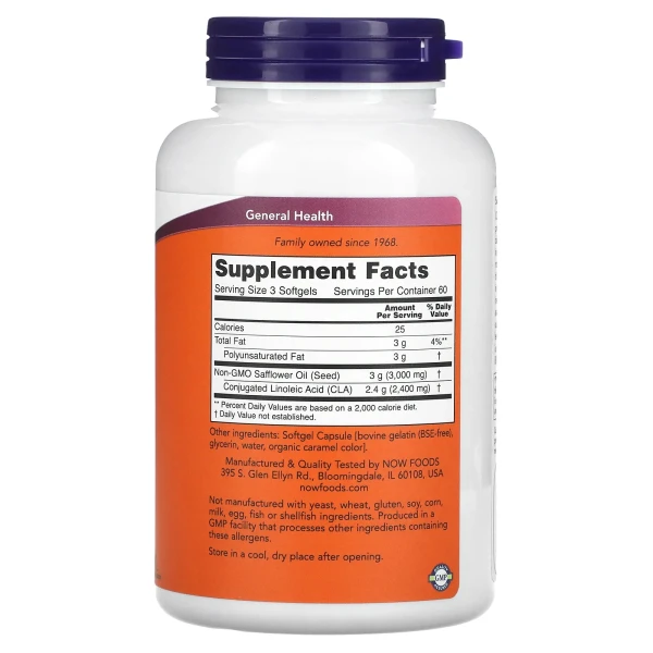 Кон’югована лінолева кислота NOW Foods (CLA) 800 мг 180 капсул