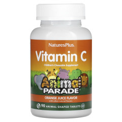 Вітамін С Nature's Plus (Children's chewable vitamin C animal parade) 250 мг 90 жувальних таблеток зі смаком апельсину