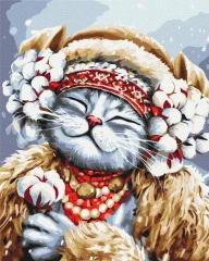 Картина по номерам Киса Зима ©Марианна Пащук Brushme 48x60