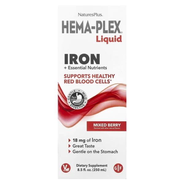 Рідкий вітамінно-мінеральний комплекс Nature's Plus (HEMA-PLEX Liquid) 250 мл з ягідним смаком