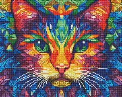 Алмазна мозаїка Кольоровий кіт 40x50 Brushme