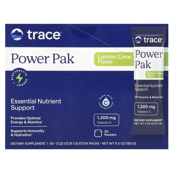 Электролиты Trace Minerals Research (Electrolyte Stamina PowerPak) 30 пакетов по 6,1 г со вкусом лимона-лайма