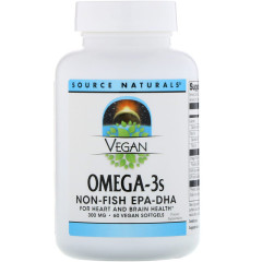 Омега-3 Source Naturals (Omega-3S EPA-DHA) для веганів 300 мг 60 капсул