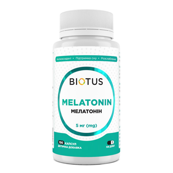 Мелатонин, Melatonin, Biotus, 5 мг, 100 капсул