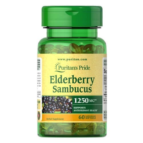 Бузина 1250 мг Puritan's Pride (Elderberry Sambucus) 60 рідких капсул