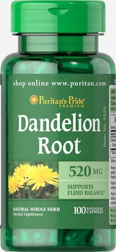 Корень одуванчика 520 мг Puritan's Pride (Dandelion Root) 100 капсул