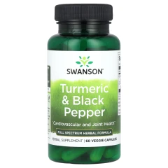 Swanson, Turmeric &amp; Black Pepper, Cardiovascular and Joint Health, 60 Veggie Capsules