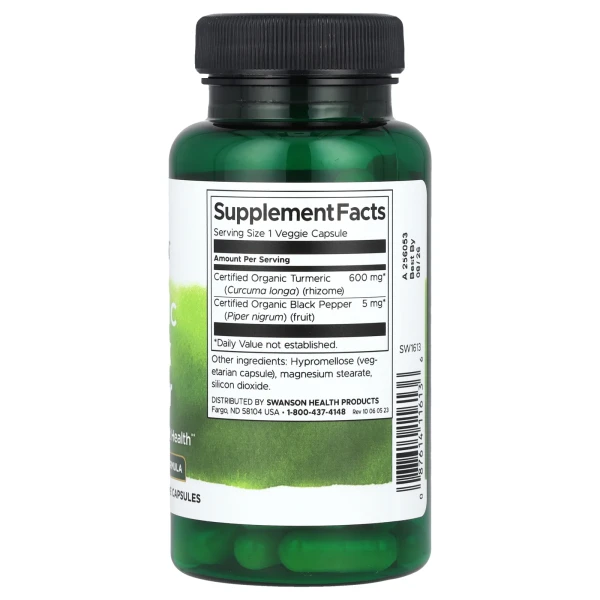 Swanson, Turmeric & Black Pepper, Cardiovascular and Joint Health, 60 Veggie Capsules