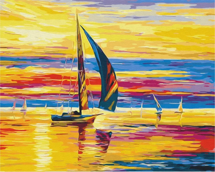 Картина за номерами Схід сонця на плаву  Brushme 40x50