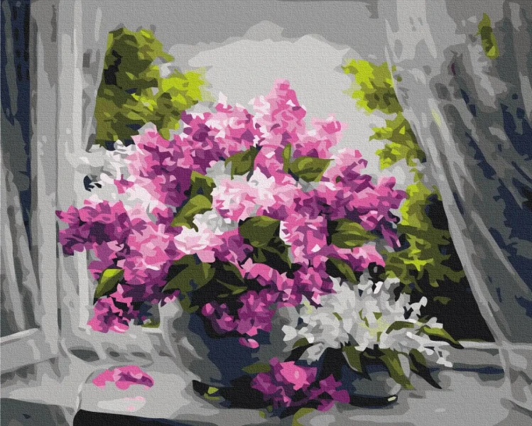 Картинка по номерам Сирень на окне Brushme 48x60
