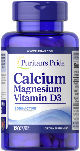 Кальцій Магній Вітамін D, Calcium Magnesium with Vitamin D, Puritan's Pride, 120 каплет
