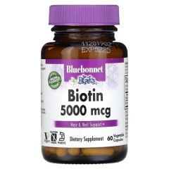 Біотин 5000 мкг Bluebonnet (Biotin) 60 капсул