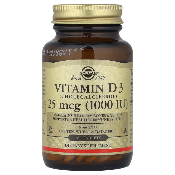 Вітамін D3 Solgar (Vitamin D3) 25 мкг (1000 МО) 180 капсул