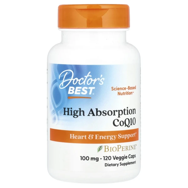 Doctor's Best, коензим Q10 із високим ступенем засвоєння та BioPerine®, 100 мг, 120 веганських капсул