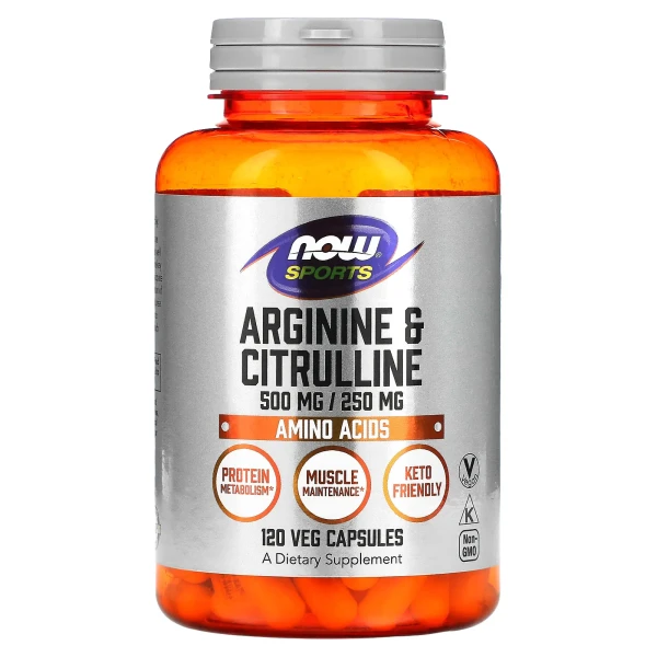 Аргінін і цитрулін Now Foods (Arginine and Citrulline) 500 мг250 мг 120 капсул