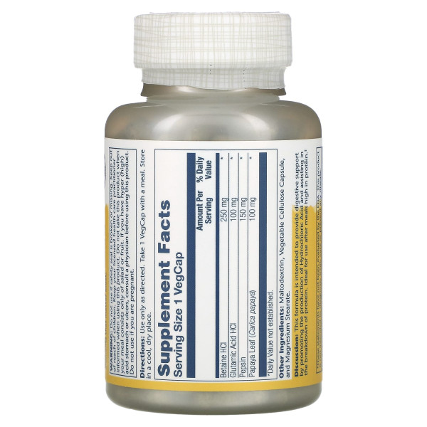 Бетаїн HCL + пепсін (HCL with Pepsin) 180 капсул
