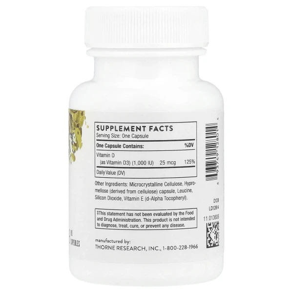 Вітамін D3 Thorne (Vitamin D3) 1000 МО 90 капсул