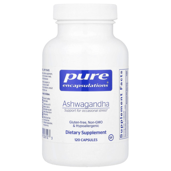Ашваганда, Ashwagandha, Pure Encapsulations, для поддержки щитовидной железы, суставов, адаптогенов, умственного сосредоточения, эмоционального благополучия и памяти, 500 мг, 120 капсул