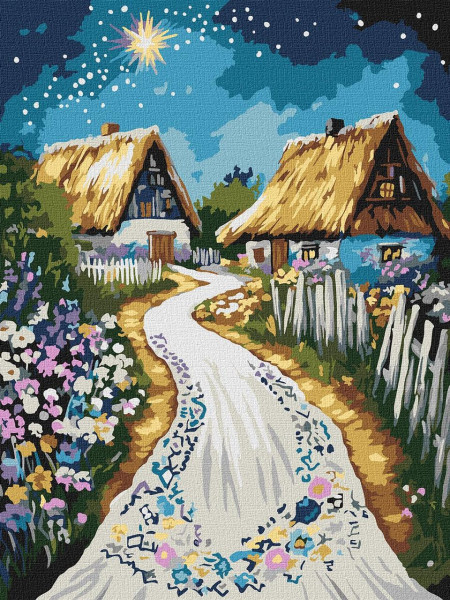 Картина за номерами Хатина сільський краєвид 30x40 см Ideyka