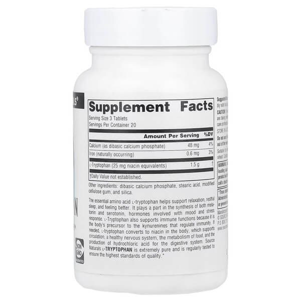 L-триптофан Source Naturals (L-Tryptophan) 60 таблеток