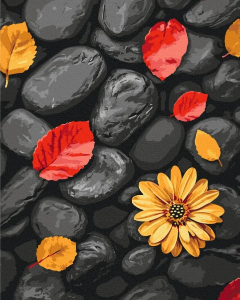 Картина за номерами Листя на камінцях  Brushme 40x50