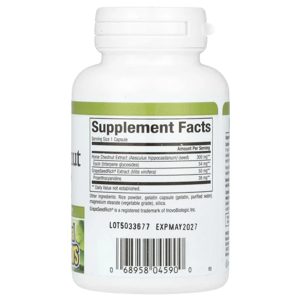Екстракт кінського каштану та виноградних кісточок Natural Factors (Horse Chestnut with GrapeSeedRich) 350 мг 60 капсул