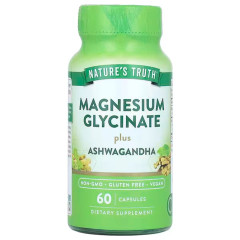 Магній гліцинат плюс ашваганда Nature's Truth (Magnesium Glycinate Plus Ashwagandha) 60 капсул