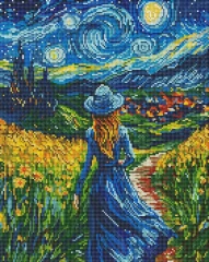 Алмазна мозаїка Дівчина в зоряну ніч 40x50 Brushme