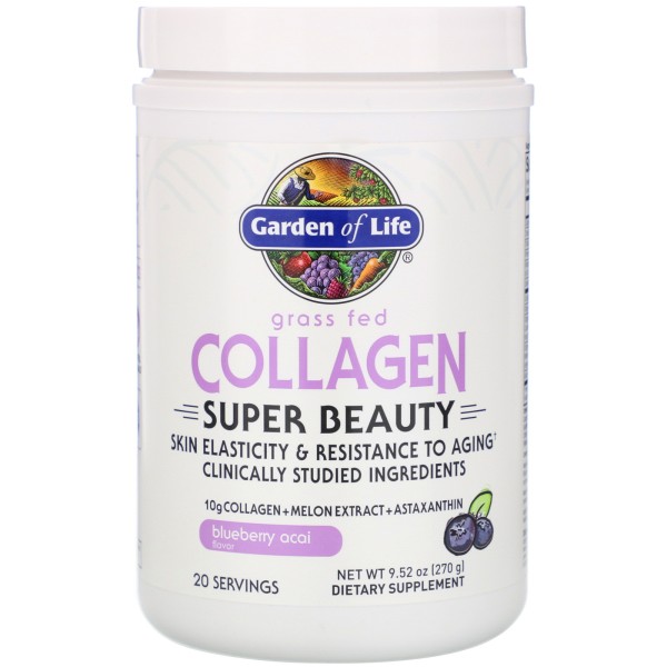 Коллаген Grass Fed Collagen Garden of Life (Collagen) 270 г со вкусом черники асаи