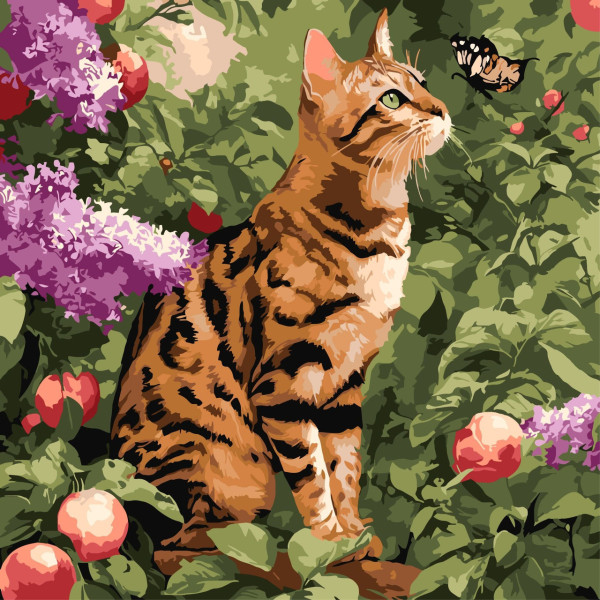 Картина за номерами Тварини Бенгальський кіт 40x40 см Ideyka