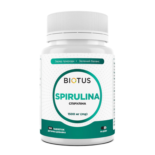 Спіруліна, Spirulina, Biotus, 1500 мг, 100 таблеток