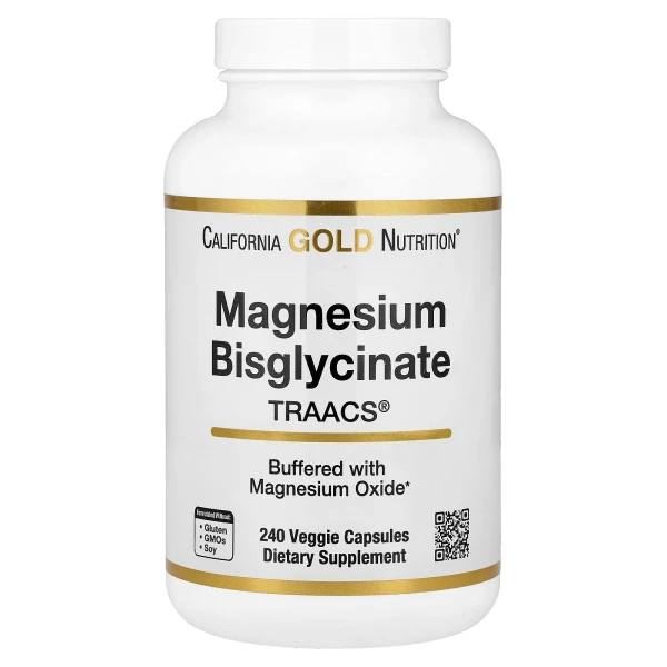 Бисглицинат магния California Gold Nutrition (Magnesium Bisglycinate) 240 веганских капсул с TRAACS®