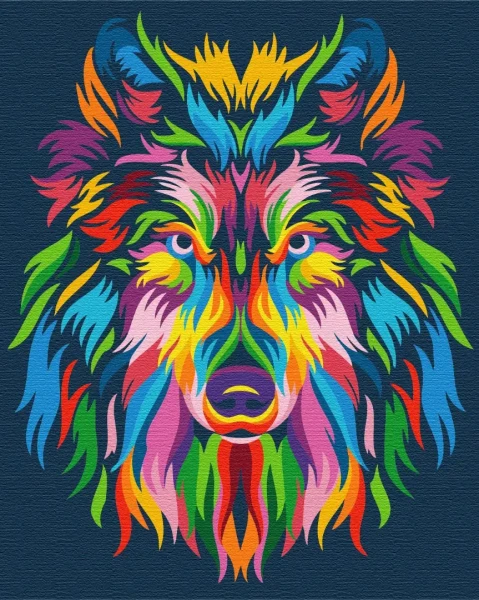 Премиум картина по номерам Радужный волк Brushme 40x50