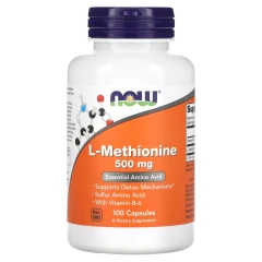 Метіонін з вітаміном В6 Now Foods (L-Methionine) 500/ 10 мг 100 капсул