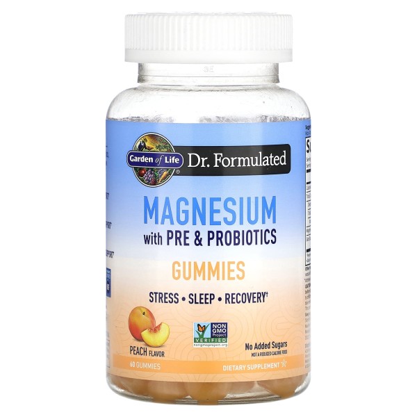 Магний с пробиотиками и пребиотиками Garden of Life (Magnesium) 60 жевательных конфет со вкусом персика